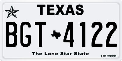 TX license plate BGT4122