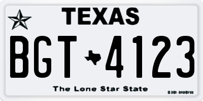 TX license plate BGT4123