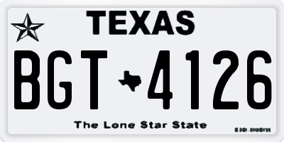 TX license plate BGT4126