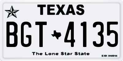 TX license plate BGT4135