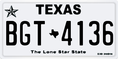 TX license plate BGT4136
