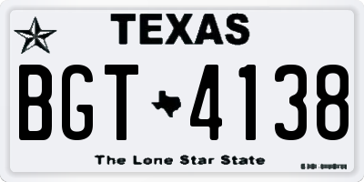 TX license plate BGT4138