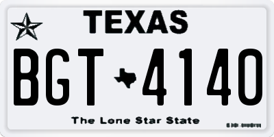 TX license plate BGT4140