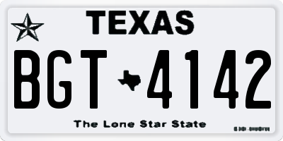 TX license plate BGT4142
