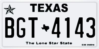 TX license plate BGT4143