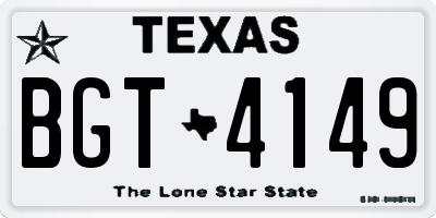 TX license plate BGT4149