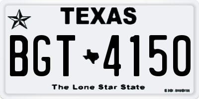 TX license plate BGT4150