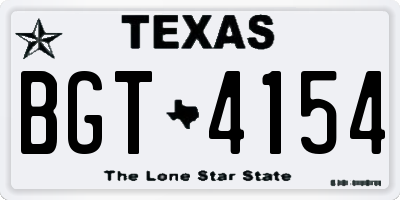 TX license plate BGT4154
