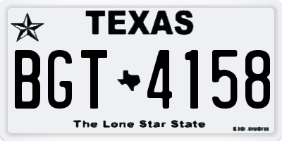 TX license plate BGT4158