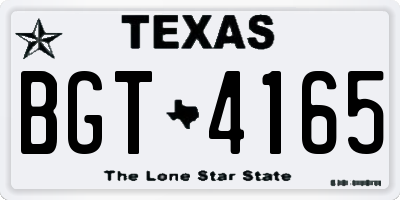 TX license plate BGT4165