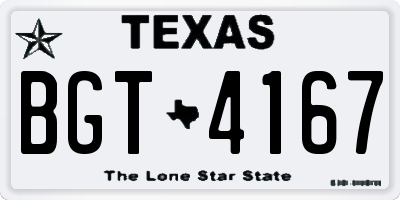 TX license plate BGT4167