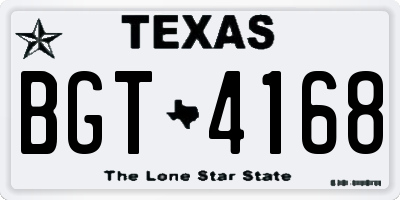 TX license plate BGT4168
