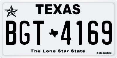 TX license plate BGT4169