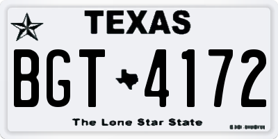 TX license plate BGT4172