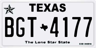 TX license plate BGT4177