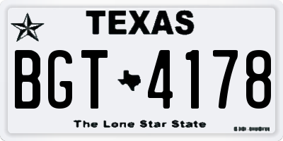 TX license plate BGT4178