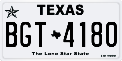 TX license plate BGT4180