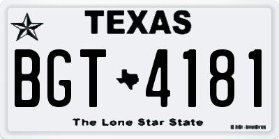 TX license plate BGT4181
