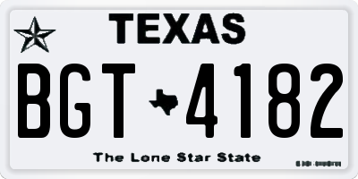 TX license plate BGT4182