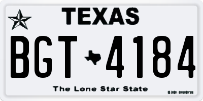 TX license plate BGT4184