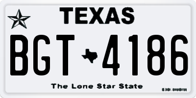 TX license plate BGT4186
