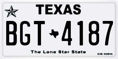 TX license plate BGT4187