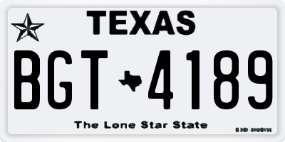 TX license plate BGT4189