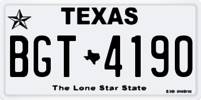 TX license plate BGT4190