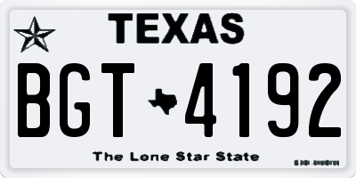 TX license plate BGT4192
