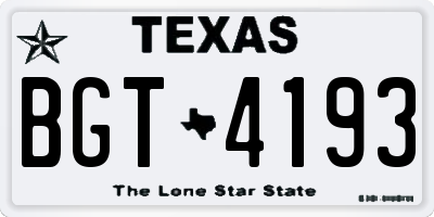 TX license plate BGT4193