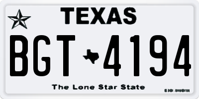 TX license plate BGT4194