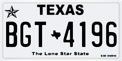 TX license plate BGT4196