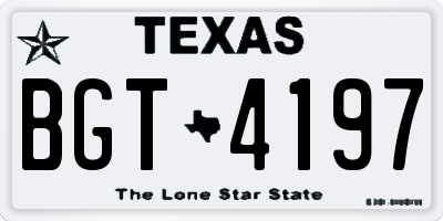TX license plate BGT4197