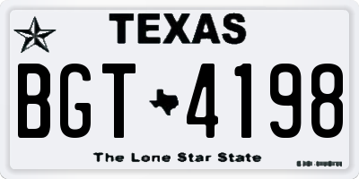 TX license plate BGT4198