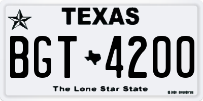 TX license plate BGT4200