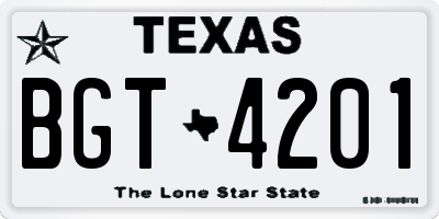 TX license plate BGT4201