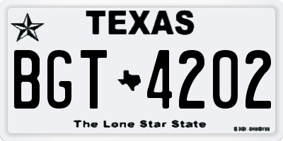 TX license plate BGT4202
