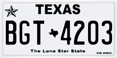 TX license plate BGT4203