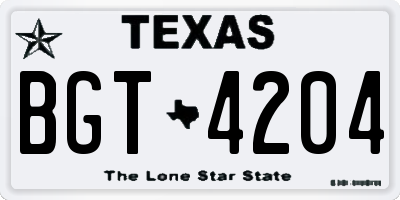TX license plate BGT4204