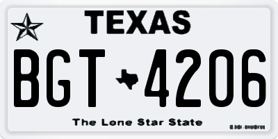TX license plate BGT4206