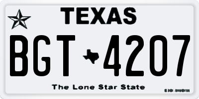 TX license plate BGT4207