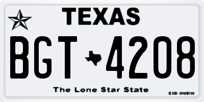 TX license plate BGT4208