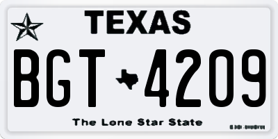 TX license plate BGT4209