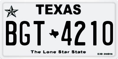 TX license plate BGT4210