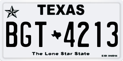 TX license plate BGT4213