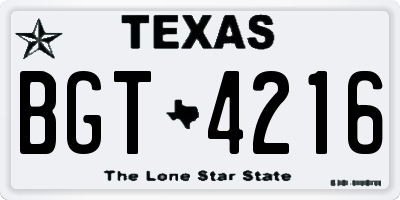 TX license plate BGT4216