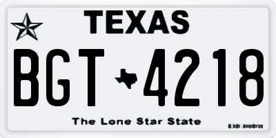 TX license plate BGT4218