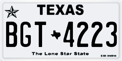 TX license plate BGT4223