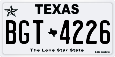 TX license plate BGT4226