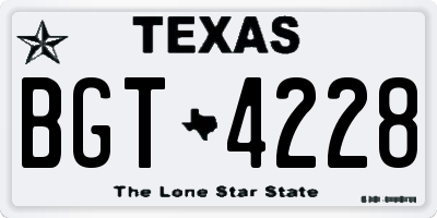 TX license plate BGT4228